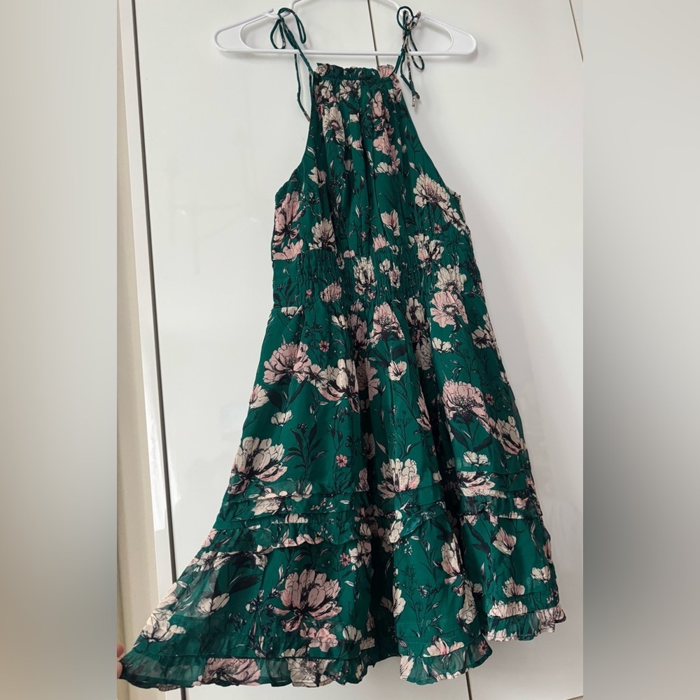 NWT Size S - The Somerset Halter Mini Dress dark green floral (NWT US$ 148)